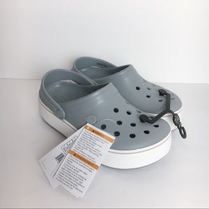 NEW Crocs Crocband Platform Clog Gray White Pink 6